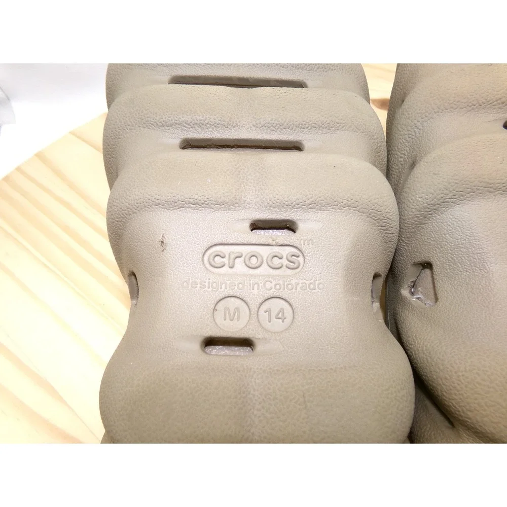 Crocs Echo Slide Sandals Mens Light Brown Size 14 Slip On Comfort Casual Sporty